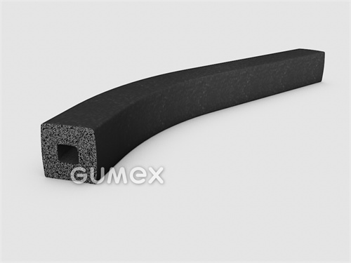 Quadratisches mikroporöses Profil mit Loch, 25x25mm, Dichte 500kg/m3, EPDM, -30°C/+80°C, schwarz, 